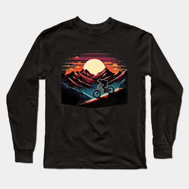 Mountain Bike Vintage Summer Design Long Sleeve T-Shirt by Miami Neon Designs